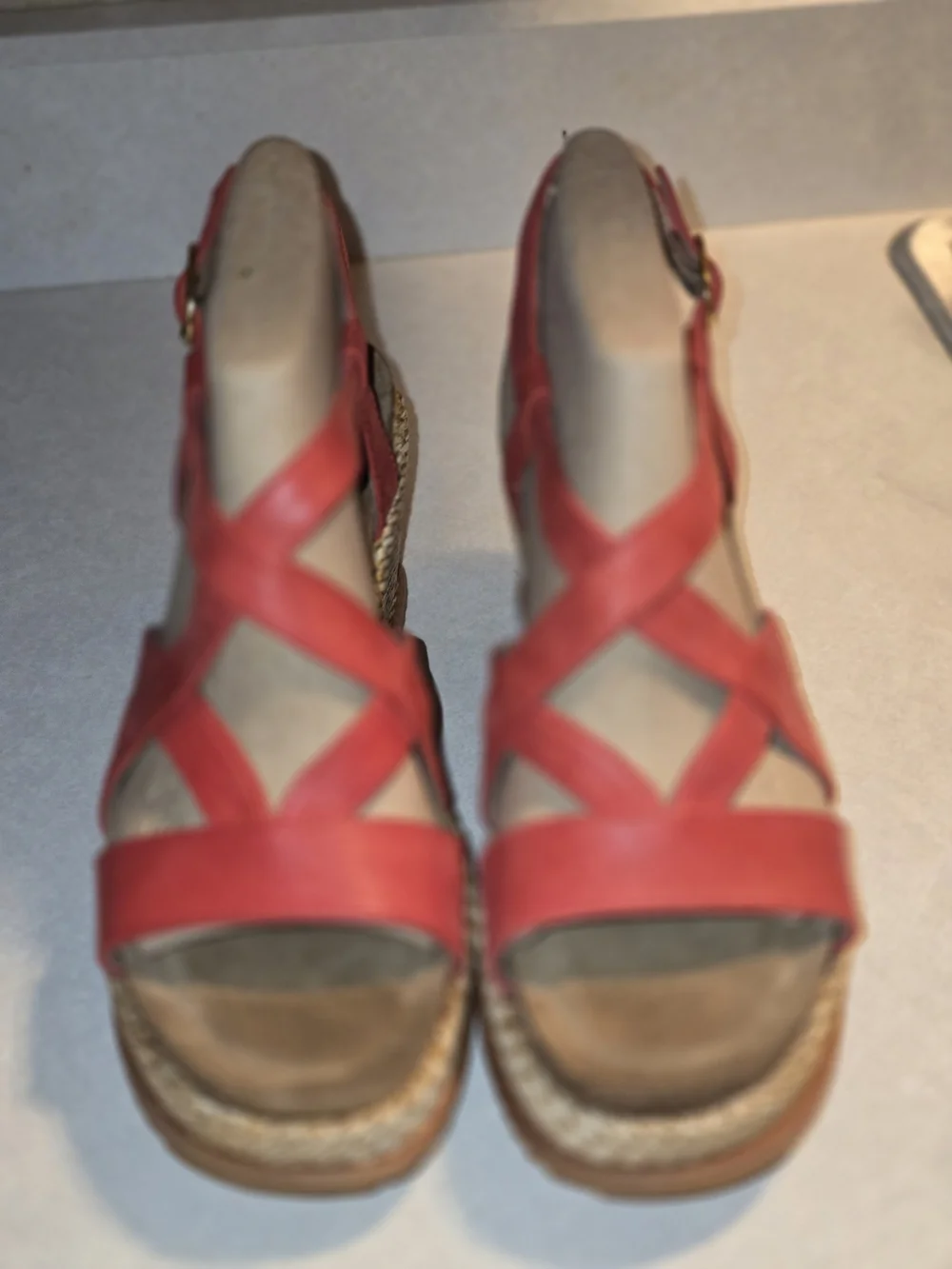Devyn Red Coral Wedge Sandals